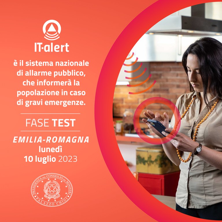 IT-alert, lunedì 10 luglio test anche in Emilia-Romagna